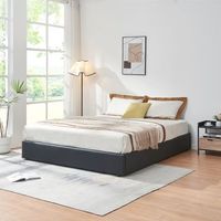 cama matrimonio nola somier abatible polipiel 180x200cm negro encasa