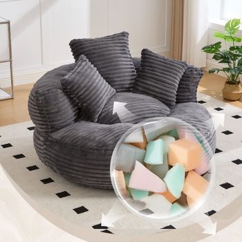 Sillón Reclinable En Pana, Respaldo Alto, 3 Cojines, Reclinable, Para Adulto/niño, Ideal Para Gaming