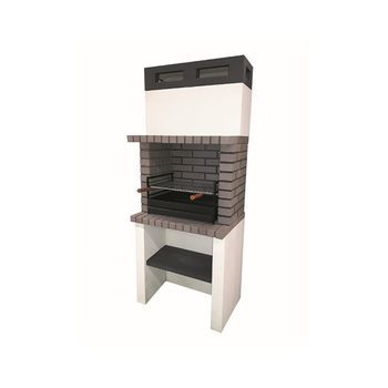 Bbq Midi - Barbacoa Simple Construido Con Ladrillo Gris Y Cemento, Cemento Pintado De Blanco - 80x57x206cm