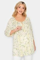yours top bohemio amarillo palido de flores  mujer curvy y tallas grandes yours