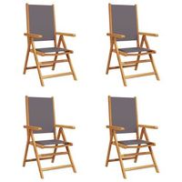pack 4 uds sillas de jardin  silla de exterior  sillon reclinables tela madera maciza antracita