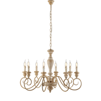 lampara de arana cascina de madera y hierro blanco y gris tortola 8 luces 121 o82 bl265-8-bt