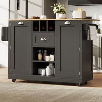 isla de cocina encimera toallero lateral botellero con ruedas color negro