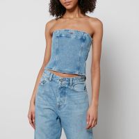 diesel de-ville denim strapless top - xs