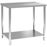 homcom mesa de trabajo de acero inoxidable con 2 estantes para cocina garaje taller carga 100 kg 90x60x86 cm plata
