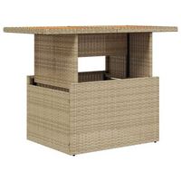 mesa de jardinrmesa para exterioresrmesa de patio ratan pe y madera de acacia beige 100x55x73 cm