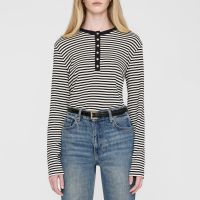 anine bing alessia striped stretch-cotton t-shirt - xs