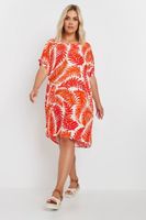 yours vestido fresco corto de hojas naranjas mujer curvy y tallas grandes yours