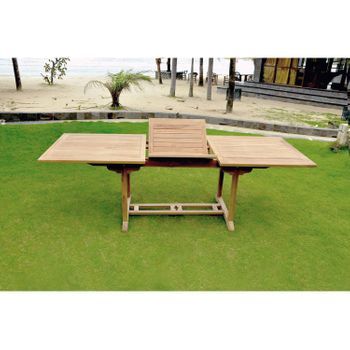 Mesa De Jardín Rectangular Extensible De Teca En Bruto 10 Plazas Kajang