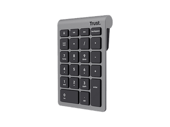 Teclado numérico - Trust Xalas, Inalámbrico, 22 teclas, Para PC y Mac, Plata