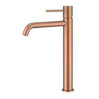 grifo lavabo alto oro rosa en laton con cartucho ceramico y acabado pvd