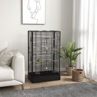 pawhut jaula para pajaros 61x365x98 cm con puertas perchas bandeja