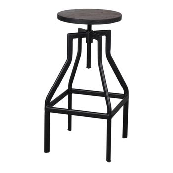 Taburete alto de metal y madera stoner - negro - 69x36x36