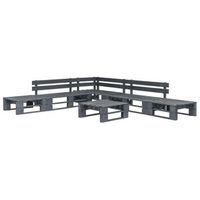 set de muebles de pales para jardin 6 piezas madera gris vidaxl