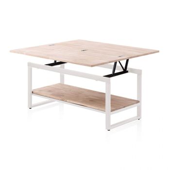 Mesa de centro elevable y extensible 46-91x48,3-57,6 blanco roble