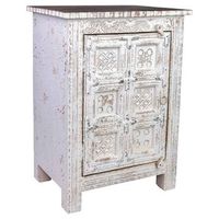 mesita de madera acabado artesanal de 1 puerta blanco 53x40x73h cm