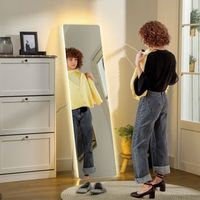 espejo de pie de vidrio templado homcom 150x40 cm transparente