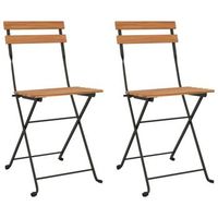 pack 2 uds sillas cafeteria plegables acero y madera maciza de teca