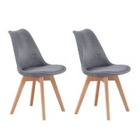 pack comedor bistro en colores gris y roble 2 sillas de comedor tapizadas con patas en madera de haya 84x48x54 cm