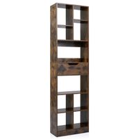costway estanteria 180cm con cajon 10 cubos 2 antivuelco almohadillas antideslizantes para salon estudio oficina marron rustico