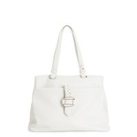 bolso shopping suave con bolsillo delantero y presilla trenzada de metal white taglia unica