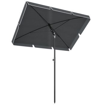 Outsunny Sombrilla Rectangular Grande 198x130x240cm Parasol con Ángulo Ajustable Manivela para Patio Terraza Jardín Gris   Aosom España