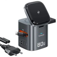 gan tech toocki mx-cd155 80w 6-en-1 estacion de carga de escritorio usb-ausb-c cable usb-c 3 puertos de carga inala