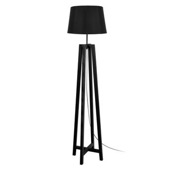 Lámpara de pie cuadrúpedo madera negro metal pantalla negro