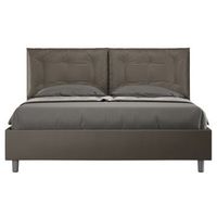 cama king size italiana de piel sintetica andry-color marron-ropa de cama 160x200 cm
