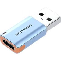 adaptador usb vention cuah0 usb 31 tipo-c hembra a usb-a macho azul 10gbps 3a