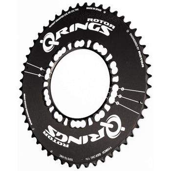 Rotor Q Aero Outer Chainring - Black - 53T