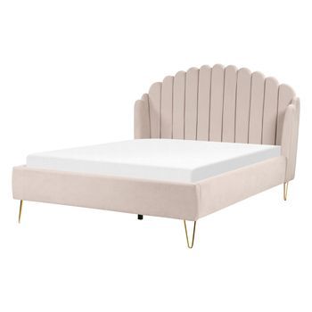 Cama Con Somier De Poliéster 140 X 200 Cm Cabecero Beige Ambillou