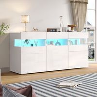 aparador - mueble de salon - tablero de particulas y acrilico - blanco 140x405x665cm