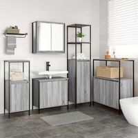 vidaxl juego de muebles de bano 5 uds sonoma gris y negro