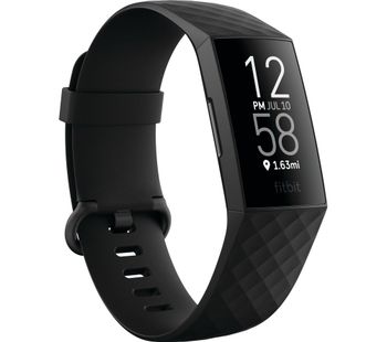 FITBIT Charge 4 Fitness Tracker - Black, Universal, Black