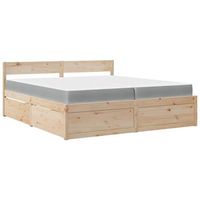 cama con cajones y colchon madera pino marron cera 200x200 cm vidaxl