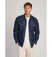 pepe jeans para hombre pm308586bc3 camisa denim fit regular azul xxl casual algodon manga larga sostenible