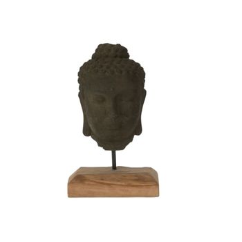 Decoración cabeza de madera negra 25x18x44 cm
