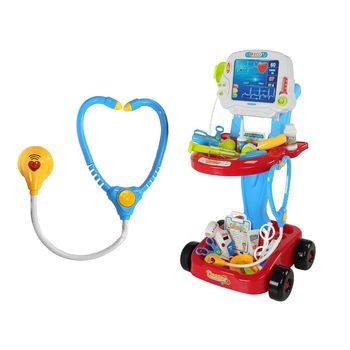 Juego De Carrito Médico Con Mesa De Doctor Y 17 Piezas