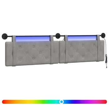 Cabecero Colgante Con Luz Led Gris Claro Terciopelo Vidaxl