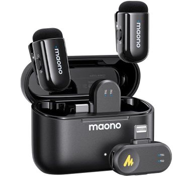 Micrófono Maono WM622 PB2 inalámbrico con control de volumen y batería de larga duración
