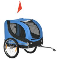 pawhut remolque de bicicleta para perros mascota con 1 bandera 6 reflectores seguro y comodo azul y negro   aosom espana
