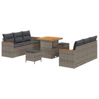 conjunto de sofas de jardin 9 pcs gris ratan sintetico vidaxl