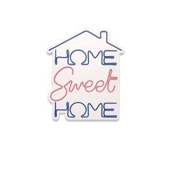 Iluminación Led Decorativa De Plástico Home Sweet Home Azul Rosado 48x41x2 Cm