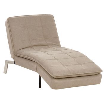 Chaise Longue Con Reposapiés Y Respaldo Reclinables Tela Beige Loiret