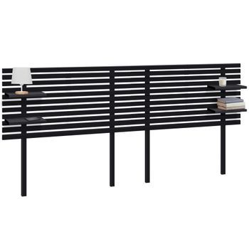 Dhome Cabecero Con Estantes De Madera Reciclada Dm Colgante Pared Estilo Palet Japones Con Patas Dual Dividido En 2 Piezas Cama 145/150 Vintage Nordico (220cm Dual, Negro Sólido)