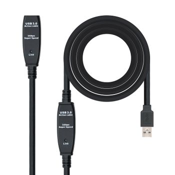 Nanocable Prolongador Amplificado USB 3.0 A/M-A/H 10m Negro
