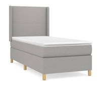 cama box spring con colchon tela gris claro 100x200 cm diseno plano
