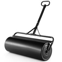 costway rodillo de cesped metalico empujartirar lleno de aguaarena de 113 l con mango desmontable 99 x 40 x 146 cm negro