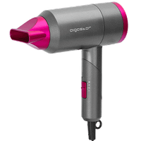 aigostar diane 32qyd - secador de pelo 1800w mango plegable 2 velocidades 3 temperaturas incluye boquilla ideal  para viajes color gris y rosa